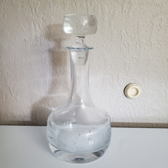 Dining Vintage Krosno Poland Glass Ship Decanter With Stopper Heavy